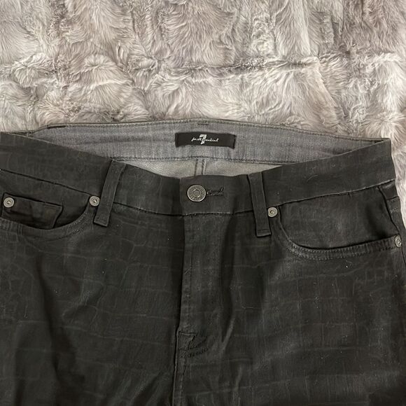 7 For All Mankind Croc-print ankle skinny jeans - Picture 4 of 6